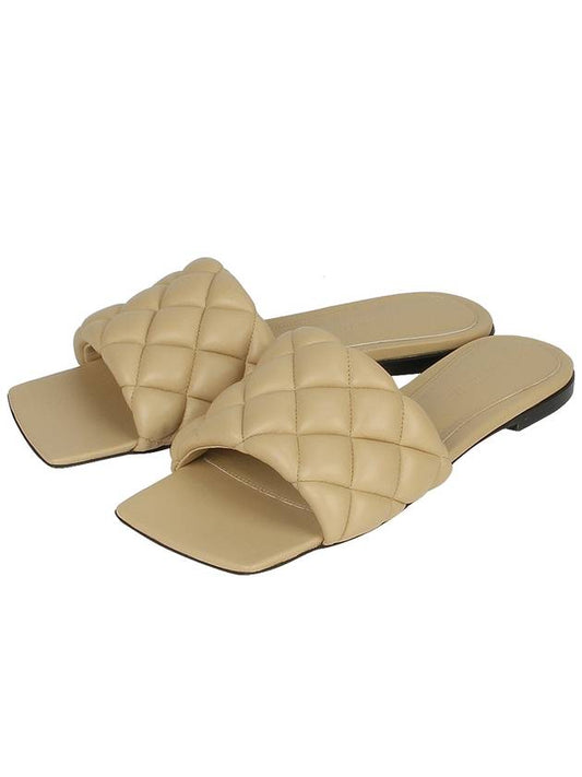 Women's Padded Quilted Leather Slippers Cane Sugar - BOTTEGA VENETA - BALAAN.