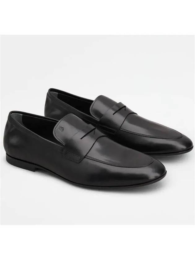 Men's Small Logo Leather Penny Loafer Black - TOD'S - BALAAN 2