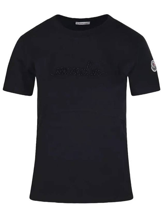 logo embroidery t shirt black 8C00015 89AIJ 999 - MONCLER - BALAAN 1