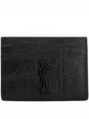 Monogram Crocodile Leather Card Wallet Black - SAINT LAURENT - BALAAN 2