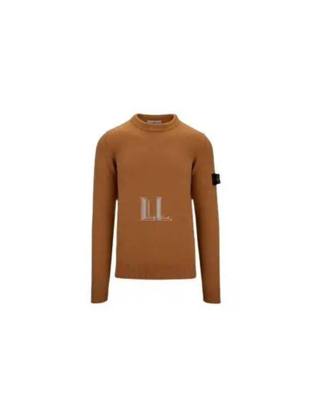 Logo Patch Crew Neck Wool Knit Top Orange - STONE ISLAND - BALAAN 2