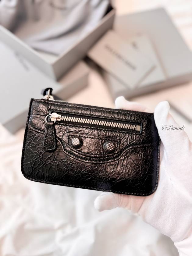 Le Cagole Lambskin Card Wallet Black - BALENCIAGA - BALAAN 4