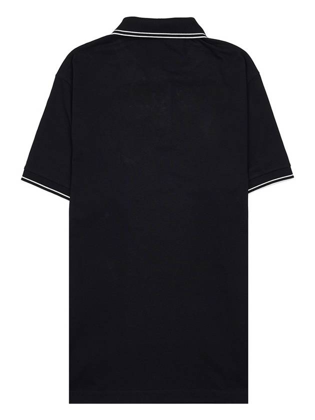 Stretch Cotton Pique Short Sleeve Polo Shirt Black - STONE ISLAND - BALAAN 3