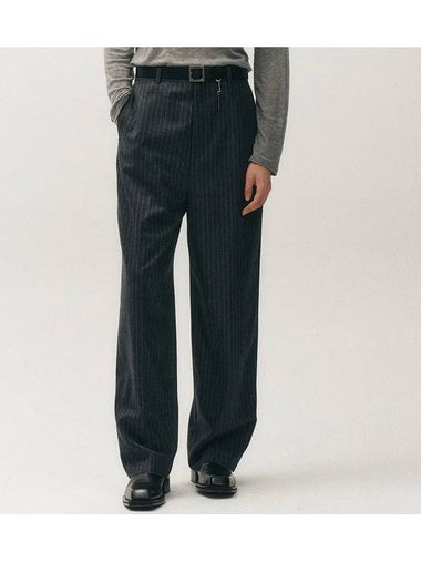 Wool Striped Slacks Gray - NOIRER - BALAAN 1