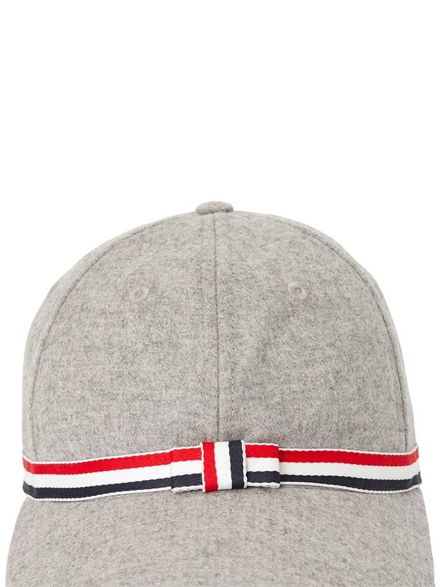 Bow Grosgrain Wool Flannel Ball Cap Light Grey - THOM BROWNE - BALAAN 7