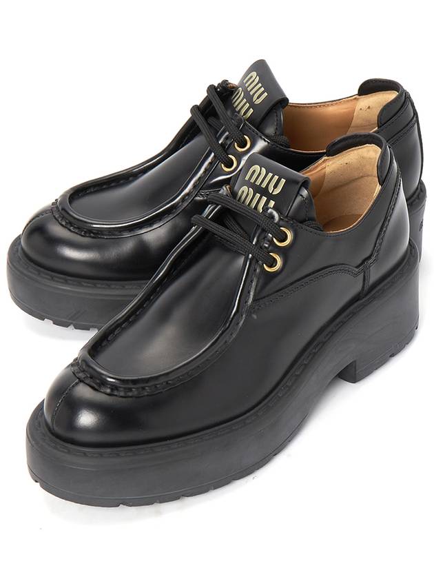 N02 Women's Derby Shoes Brushed leather lace ups - MIU MIU - BALAAN 2