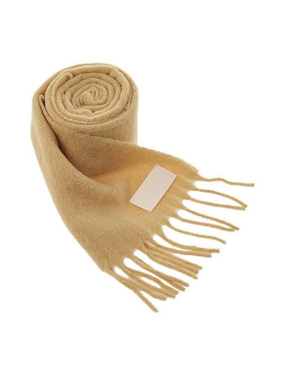 Logo Patch Fringe Wool Muffler Vanilla Cream - AMI - BALAAN 2