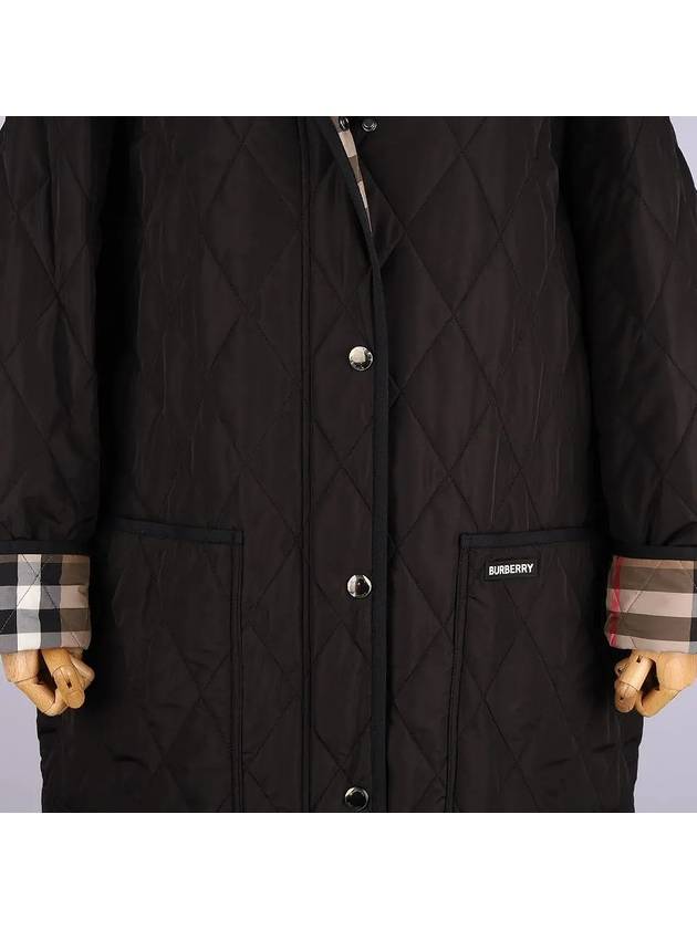 Parkgate Hooded Long Quilted Jacket Black - BURBERRY - BALAAN 6