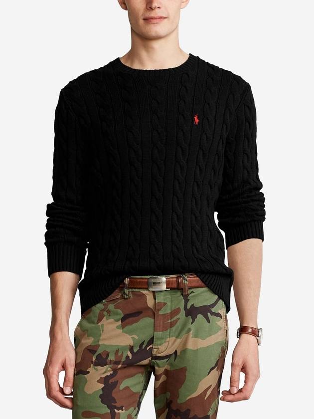 Embroidery Logo Cable Knit Top Black - POLO RALPH LAUREN - BALAAN 3