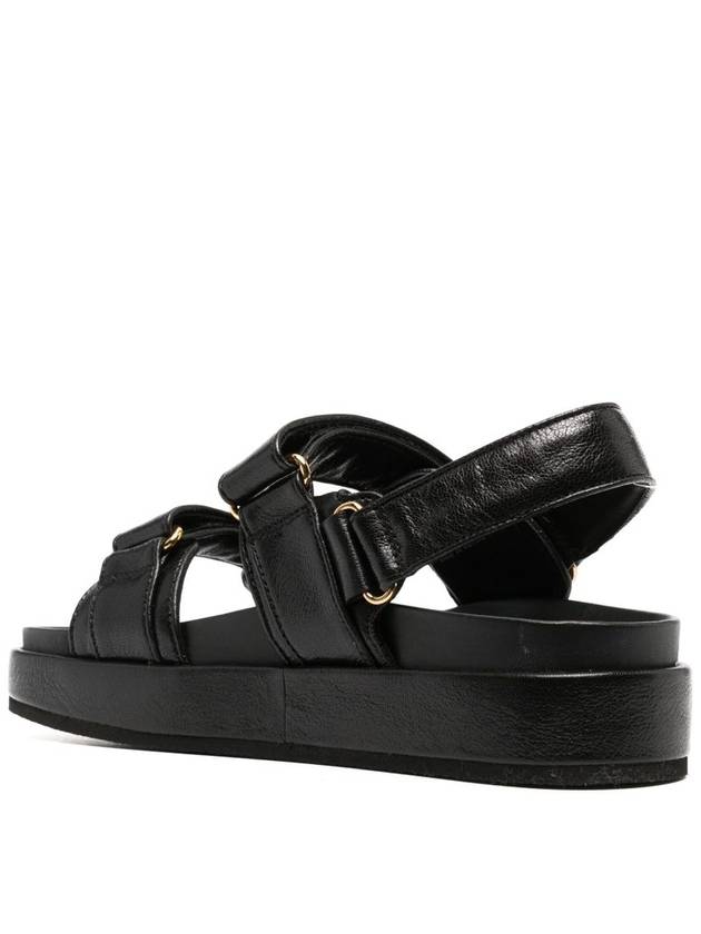 Kira Sports Logo Leather Sandals Black - TORY BURCH - BALAAN 4