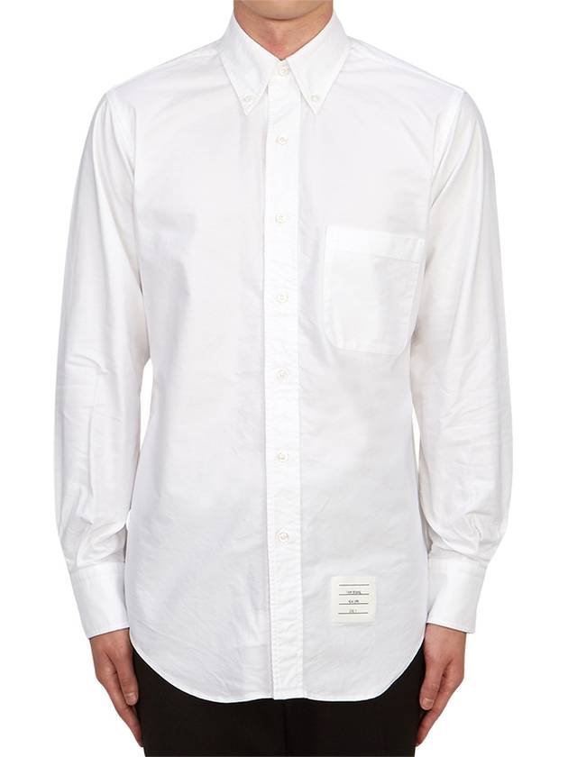 Men's Logo Patch Classic Cotton Long-Sleeve Shirt White - THOM BROWNE - BALAAN 3