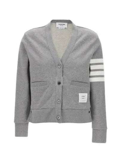 4-Bar Loopback Jersey Cardigan Light Grey - THOM BROWNE - BALAAN 2