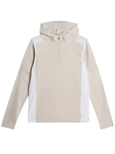 Lucas Quarter Zip Hooded Long Sleeve T-Shirt Moonbeam - J.LINDEBERG - BALAAN 2