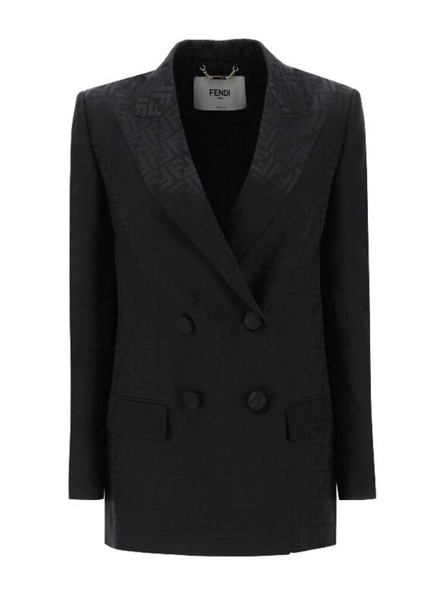 Logo Double Button Blazer Jacket Black - FENDI - BALAAN 3