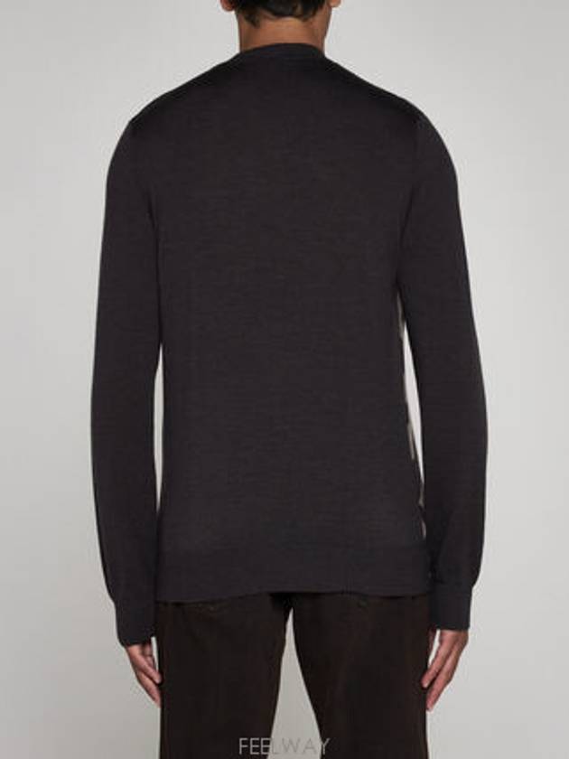 Monogram Jacquard Wool Crewneck Knit Top Brown - FENDI - BALAAN 4