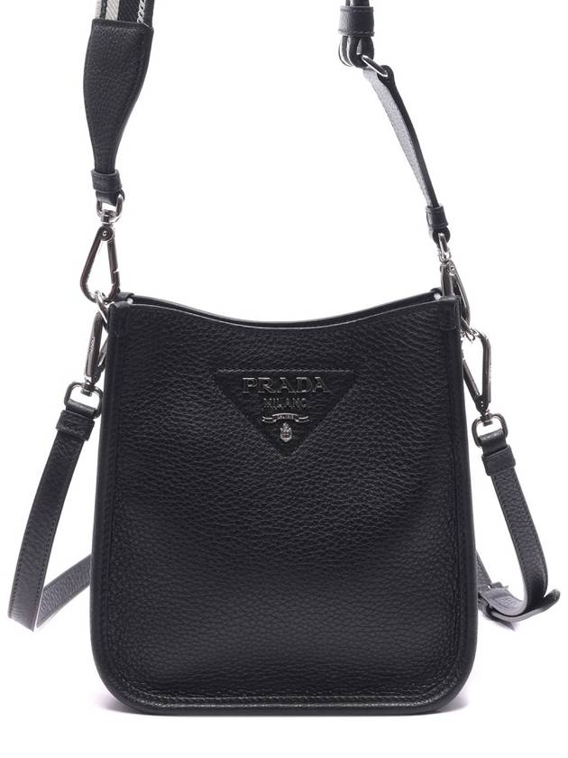 Leather Mini Shoulder Bag Black - PRADA - BALAAN 3