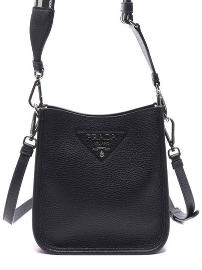 Leather Mini Shoulder Bag Black - PRADA - BALAAN 2