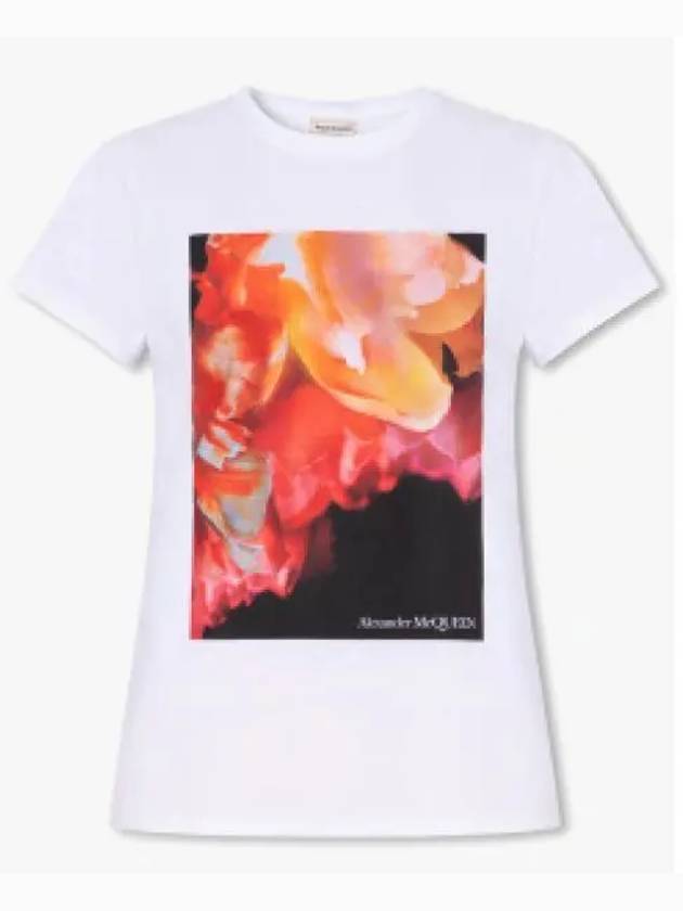 Graphic Printed Crewneck Short Sleeve T-Shirt White - ALEXANDER MCQUEEN - BALAAN 2