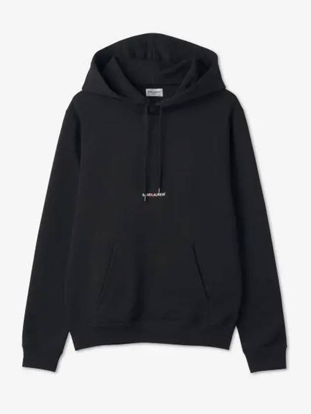 Men's Chest Small Logo Hoodie Black - SAINT LAURENT - BALAAN 2