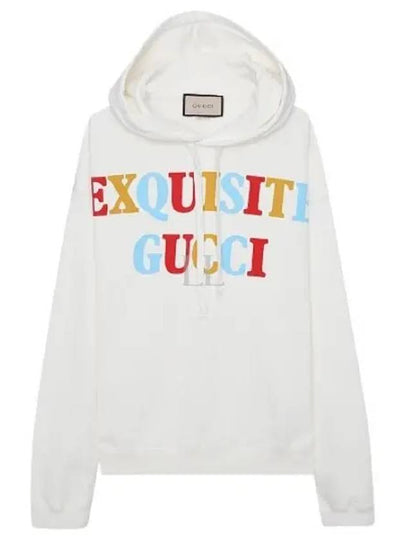 Logo Cotton Hoodie Off White - GUCCI - BALAAN 2