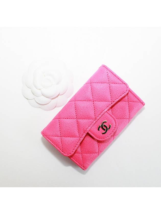 Classic Card Holder Grained Shiny Calfskin Gold Metal Fuchsia - CHANEL - BALAAN 5