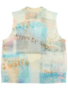 Printed Cashmere Wool Polo Sleeveless Egret - GANNI - BALAAN 3