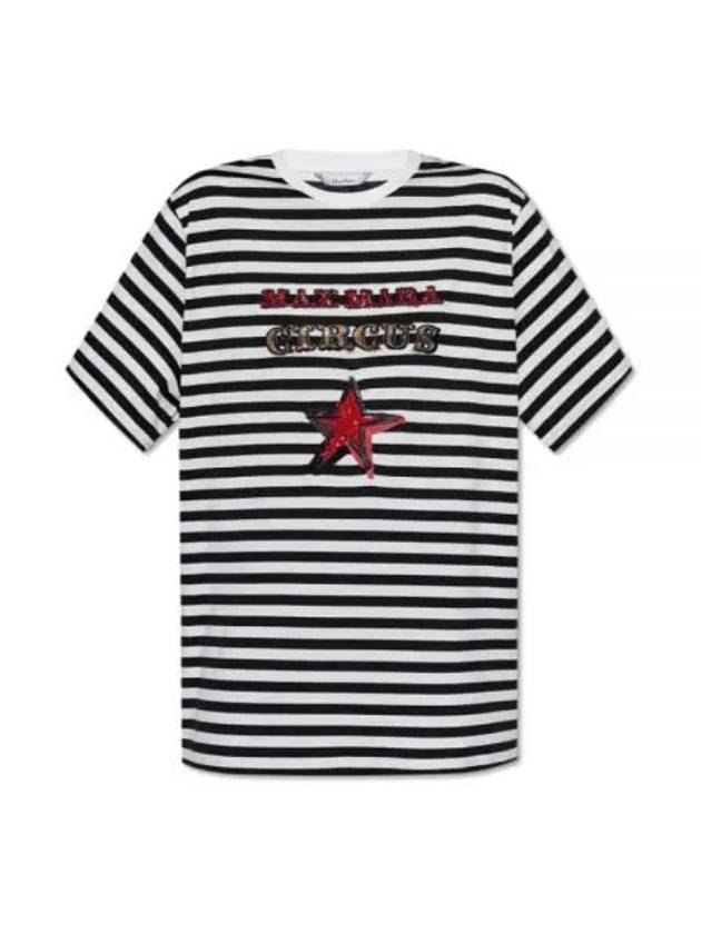 Kaki Striped Cotton T-Shirt Black - MAX MARA - BALAAN 2