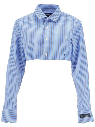 super cropped blue striped cotton shirt - HOMMEGIRLS - BALAAN 1