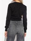 F Slimmy Cutout Logo Crop Sweatshirt Black - DIESEL - BALAAN 4