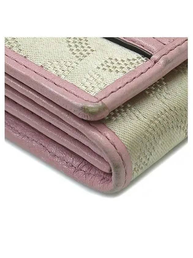 Signature jacquard pink leather trimmed wallet - COACH - BALAAN 4