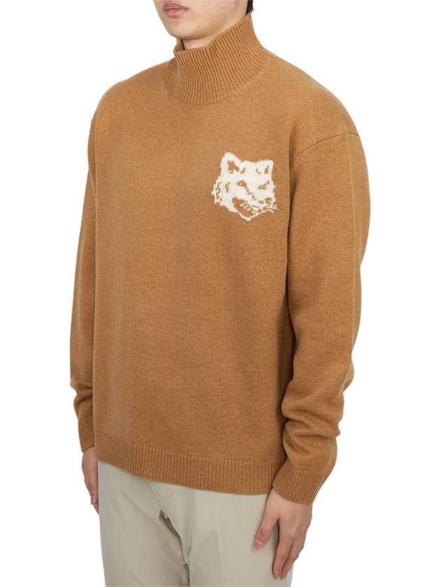 Fox Head Intarsia Comfort High Neck Knit Top Sequoia - MAISON KITSUNE - BALAAN 3