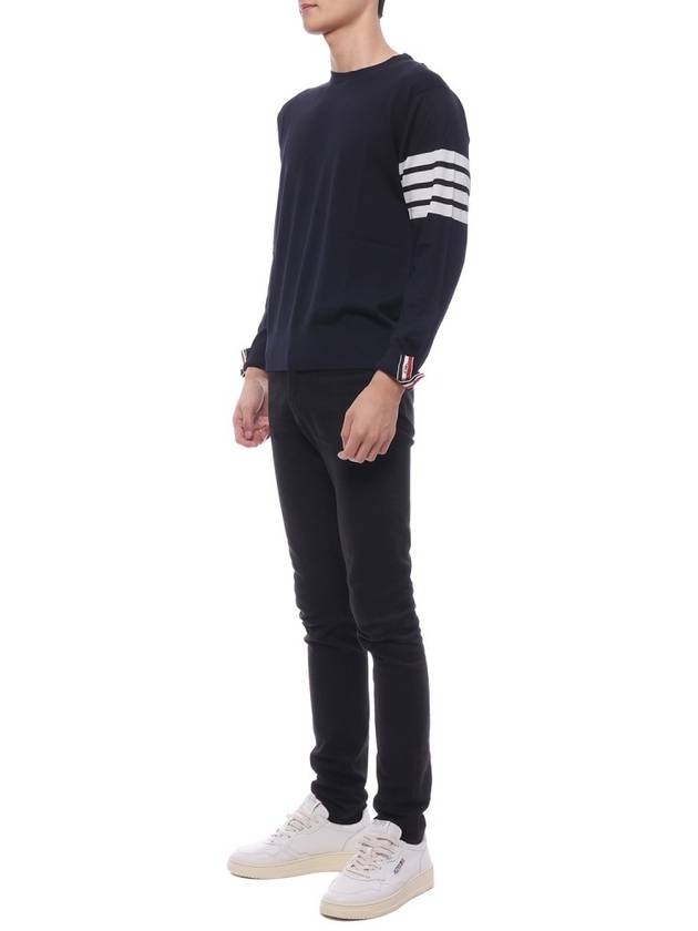 4 Bar Stripe Classic Wool Knit Top Navy - THOM BROWNE - BALAAN 5