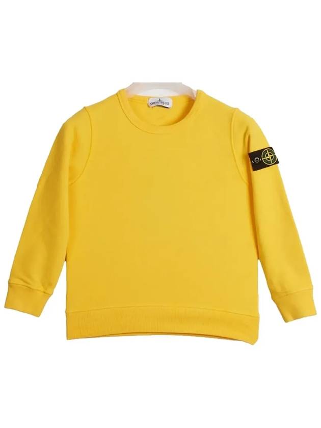 Kids Wappen Patch Organic Cotton Fleece Sweatshirt Yellow - STONE ISLAND - BALAAN 3