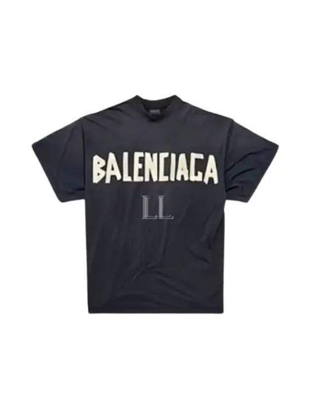 Tape Type Cotton Short Sleeve T-Shirt Black - BALENCIAGA - BALAAN 2