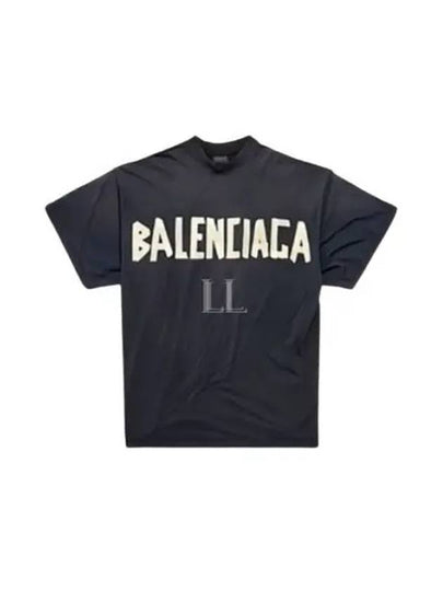 Tape Type Cotton Short Sleeve T-Shirt Black - BALENCIAGA - BALAAN 2