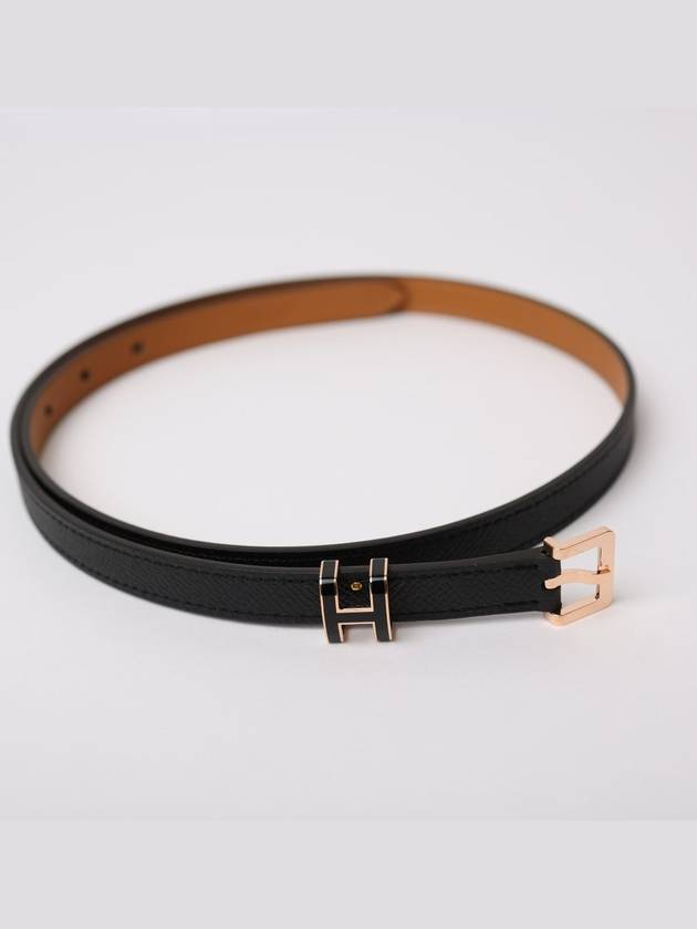 Women's Pop H 15 Leather Belt Black - HERMES - BALAAN.