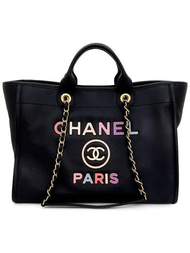 Pastel logo Deauville bag large black champagne gold 4ET0073 - CHANEL - BALAAN 1