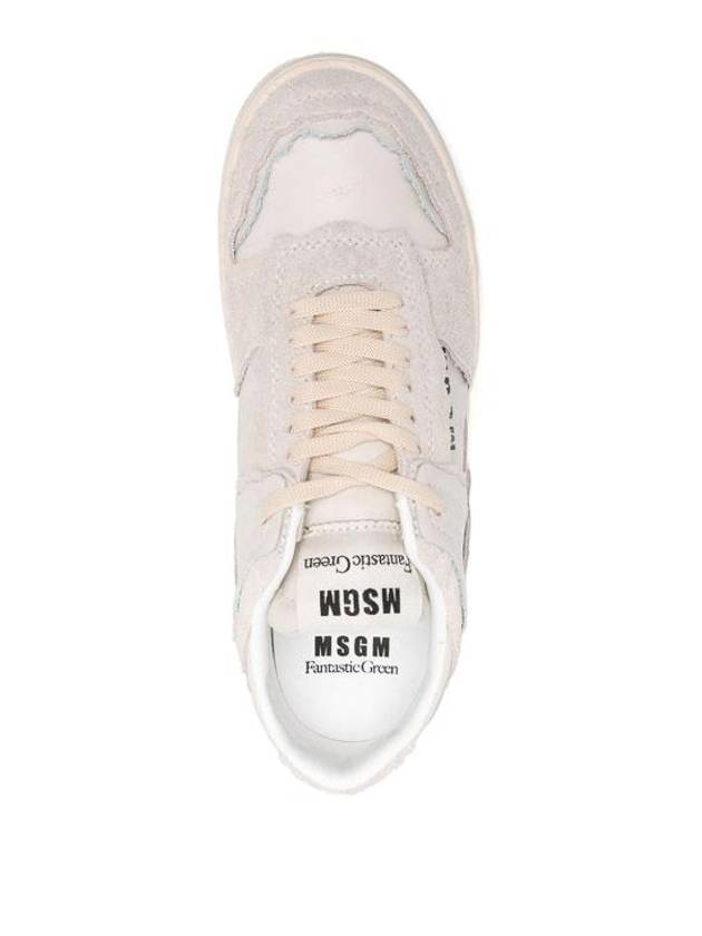 Logo Print Leather Low-Top Sneakers White - MSGM - BALAAN 4