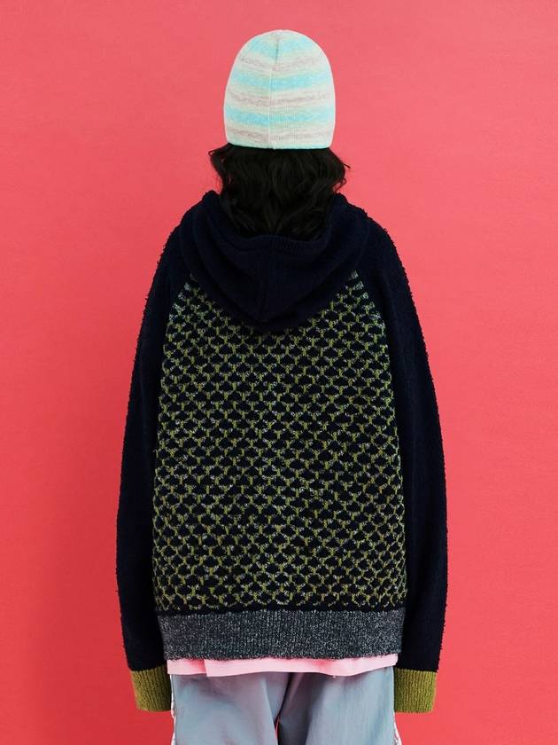Embossed clover knit zipup hood navy - UNALLOYED - BALAAN 3