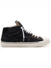 Men's Canvas Leather Mid-Top Sneakers Black - MAISON MARGIELA - BALAAN.