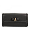 Salvatore bow leather long wallet black gold - SALVATORE FERRAGAMO - BALAAN.