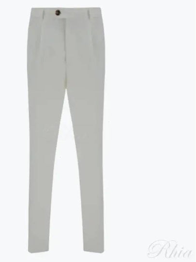 Men's Pintuck Linen Straight Pants White - BRUNELLO CUCINELLI - BALAAN 2