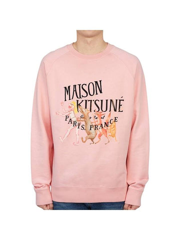 Men's Logo Print Detail Cotton Long Sleeve T-Shirt Pink - MAISON KITSUNE - BALAAN 1