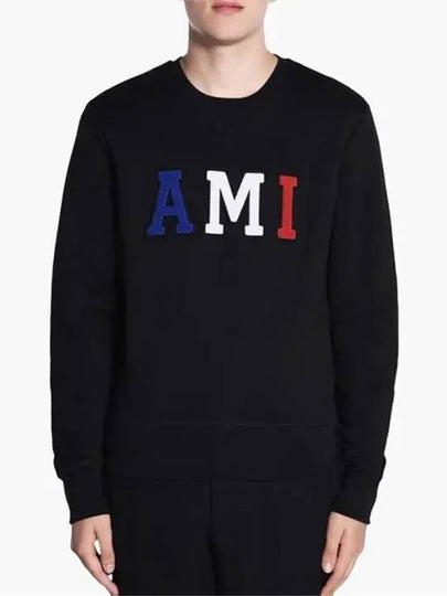 Men's Logo Cotton Sweatshirt Black H17J023 730 001 - AMI - BALAAN 2