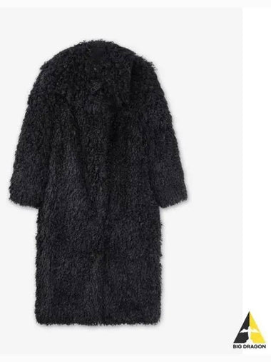 EENK Fluffy Funnel Neck Coat Black EEZ1O453CT10BK - IRIS & INK - BALAAN 1