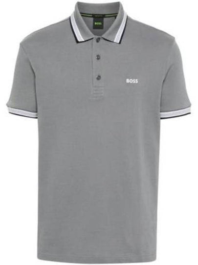 Paddy Cotton Short Sleeve Polo Shirt Grey - HUGO BOSS - BALAAN 2