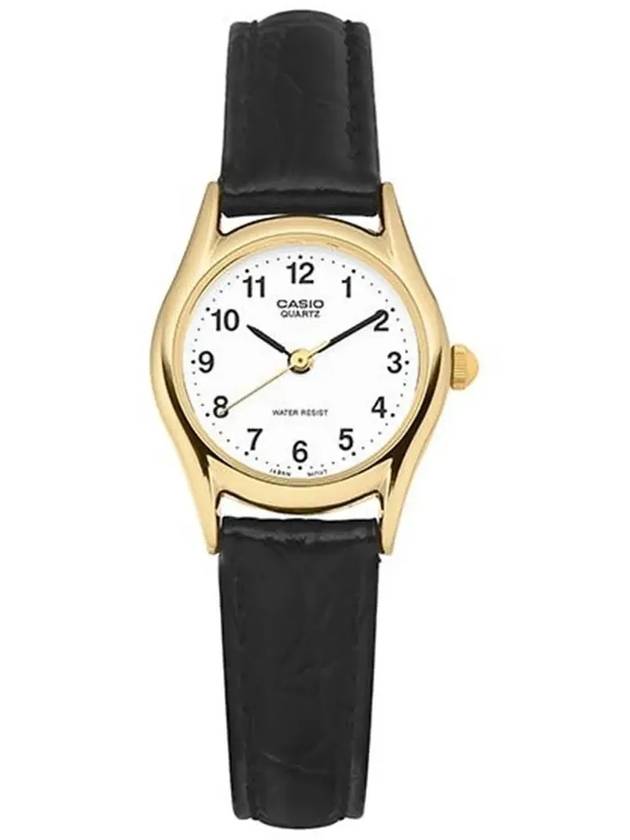 Women Analog Leather Watch Black Gold - CASIO - BALAAN 5