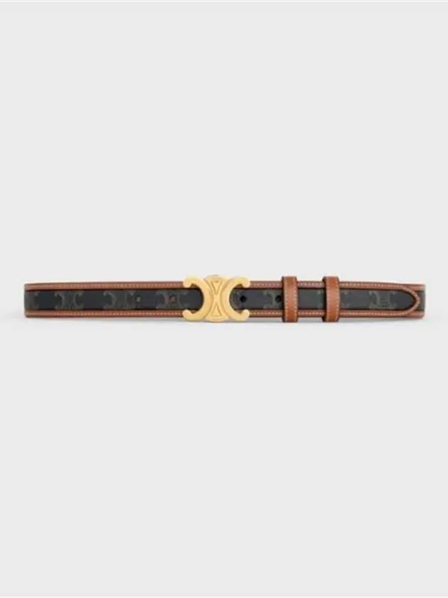 Women's Medium Triomphe Canvas Calfskin Belt Brown - CELINE - BALAAN 4