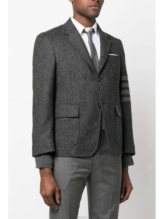 Donegal Tweed 4 Bar Single Breasted Blazer Jacket Grey - THOM BROWNE - BALAAN 3