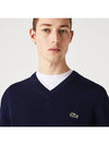 V Neck Cotton Classic Fit Knit Top Navy - LACOSTE - BALAAN 4